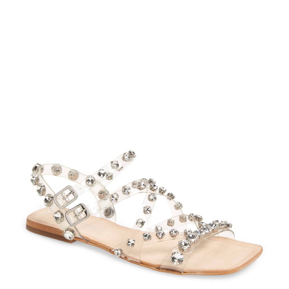 Jeffrey Campbell Calath-J Clear Crystal Embellish Strappy Sandals Women Size‎ 7